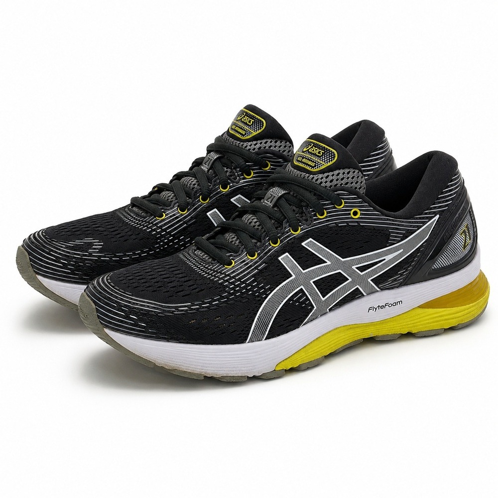 Asics Gel-Nimbus 21 Running Shoes Womens 9 Dark Gray Yellow Athletic Sneakers